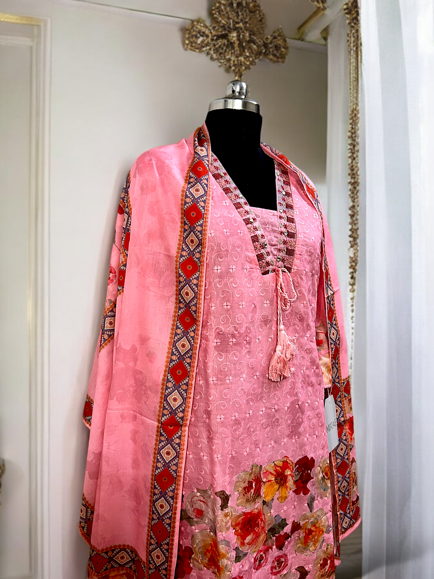 Coral Pink Pure Cotton Suit Set