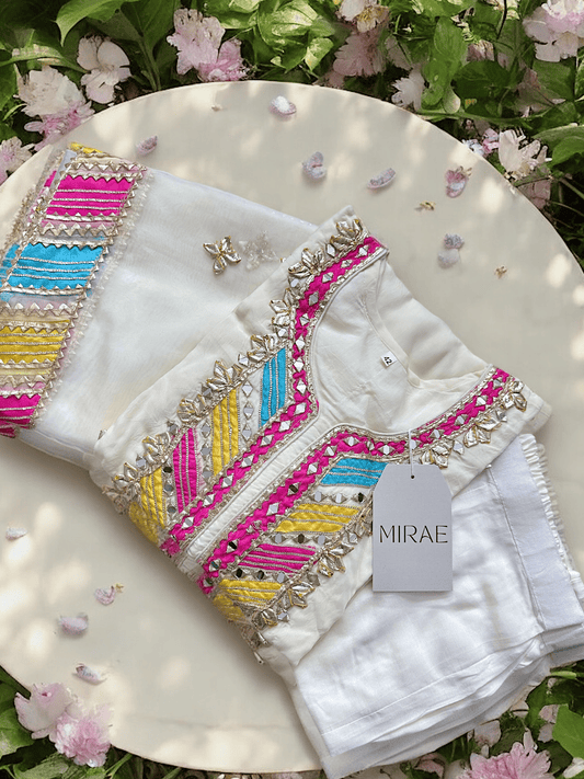 White Heavy Embroidered Gota Patti Suit Set